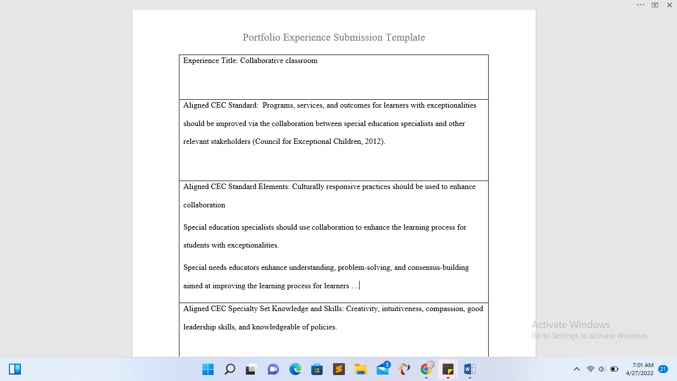 Assignment Capstone Portfolio Collaboration Experience Writ Task