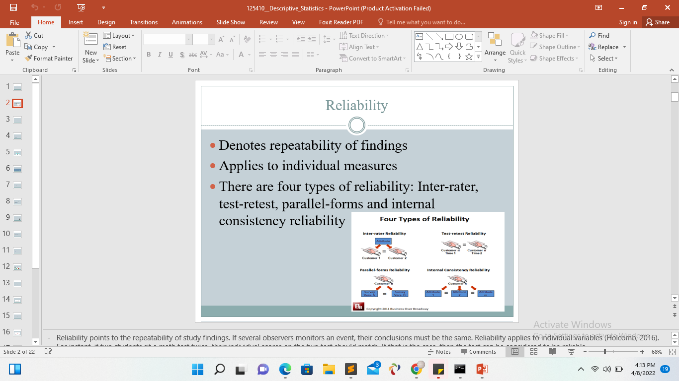 professional development presentation descriptive statistics