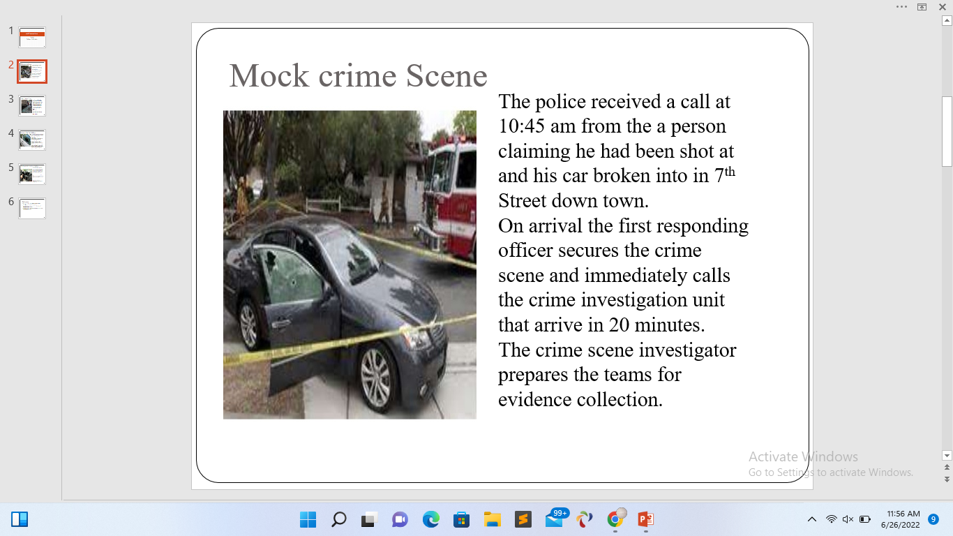 Set up a mock crime scene in your vehicle and process it for evidence ...