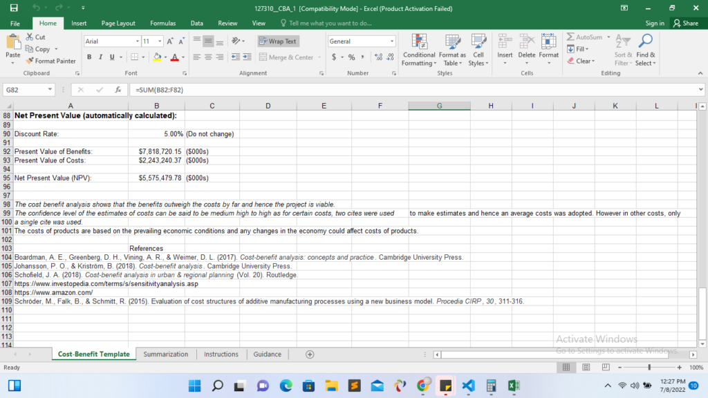 ASSIGNMENT : Submit a cost-benefit analysis calculation using the ...